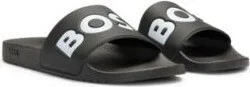 Italian-made slides with large logo detail- Black Men's Sandals size 9