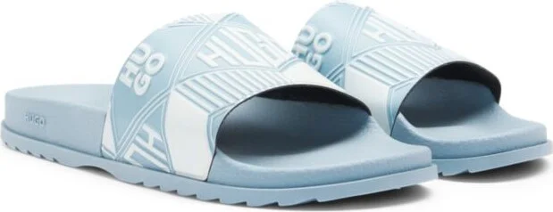 Italian-made slides with mixed logos