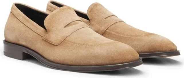 Italian-made suede loafers with penny trim