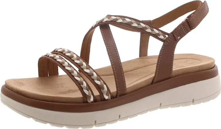 Ivani Womens Leather Flatform Slingback Sandals