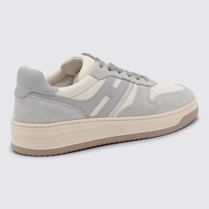 Ivory And Grey Lleather H630 Sneakers - Image 3