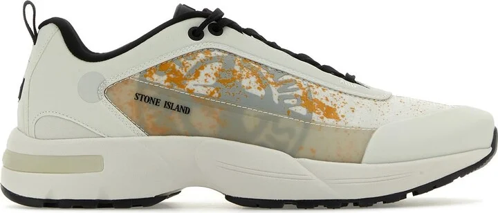 Ivory fabric and rubber sneakers