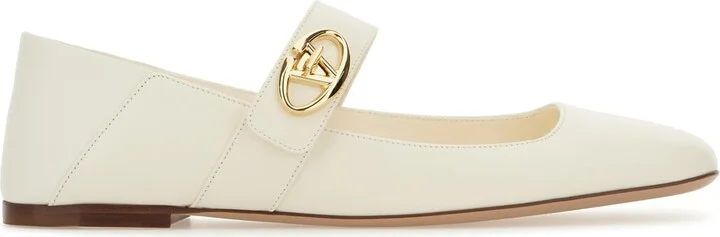 Ivory Leather Ballerinas