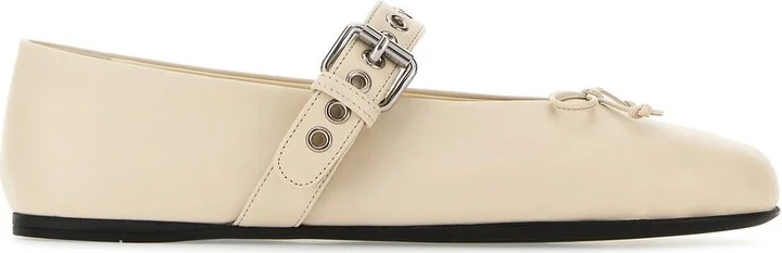 Ivory leather ballerinas