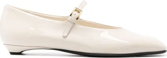 Ivory leather ballerinas
