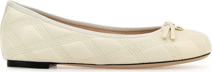 Ivory leather ballerinas