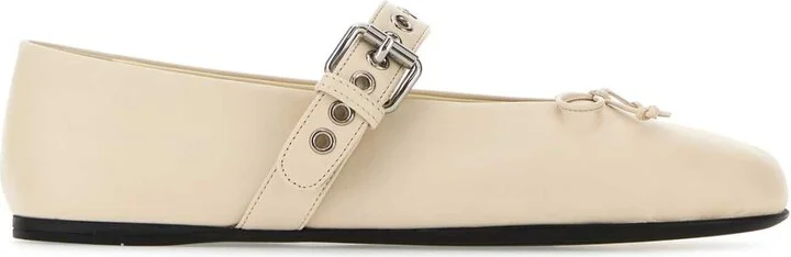 Ivory Leather Ballerinas