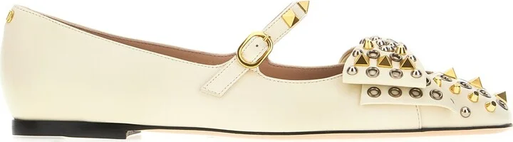 Ivory Leather Ballerinas