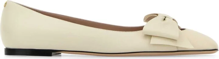 Ivory Leather Bowow Ballerinas