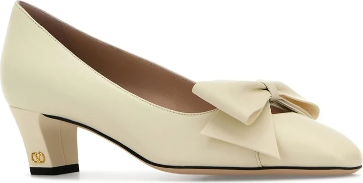 Ivory Leather Bowow Pumps - Image 2