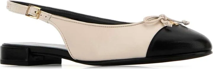 Ivory Leather Cap-toe Ballerinas - Image 2