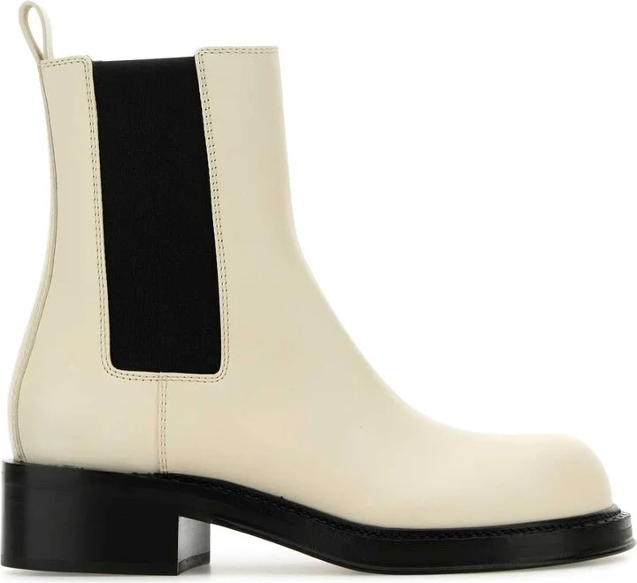 Ivory Leather Cliff Ankle Boots