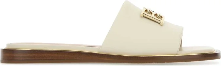 Ivory Leather Eloise Slippers