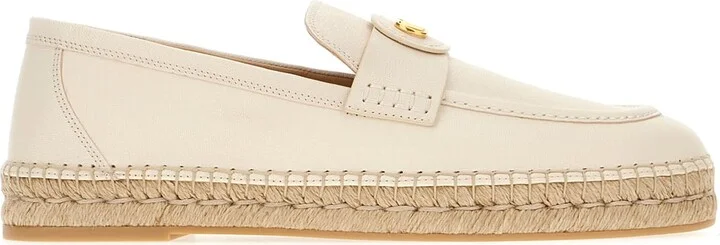 Ivory Leather Espadrilles