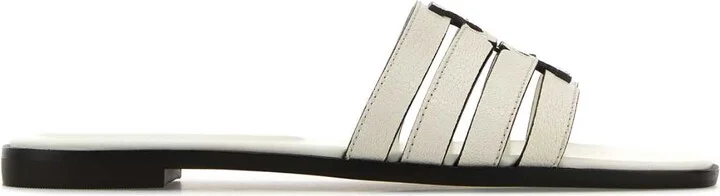 Ivory Leather Ines Slippers