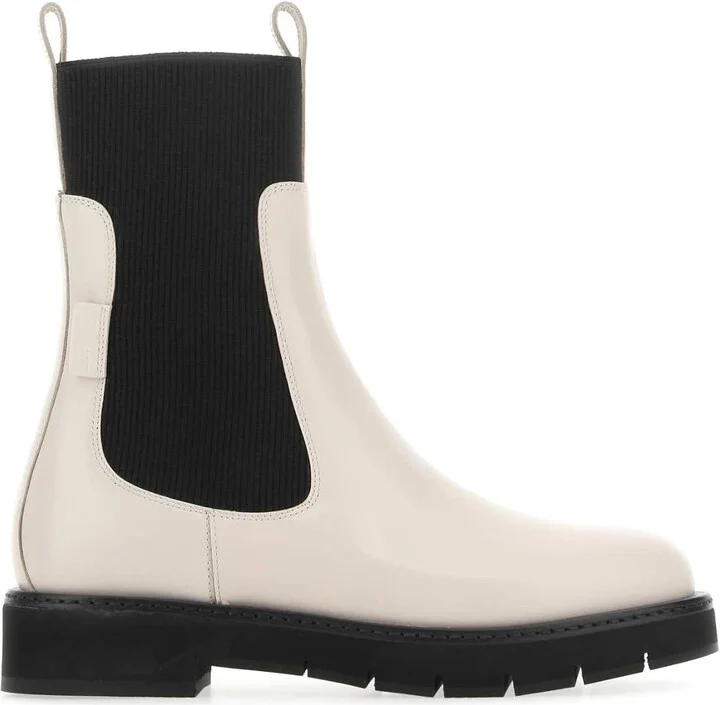 Ivory Leather Rook Ankle Boots