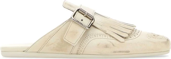 Ivory leather Shuffle slippers
