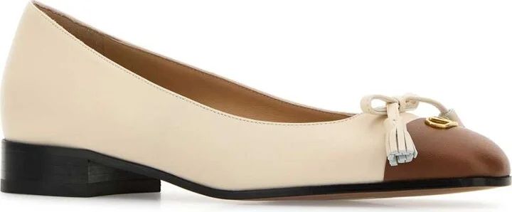 Ivory Leather Vlogo Signature Ballerinas - Image 2