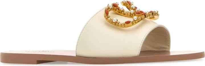 Ivory Leather Vlogo Signature Slippers - Image 2