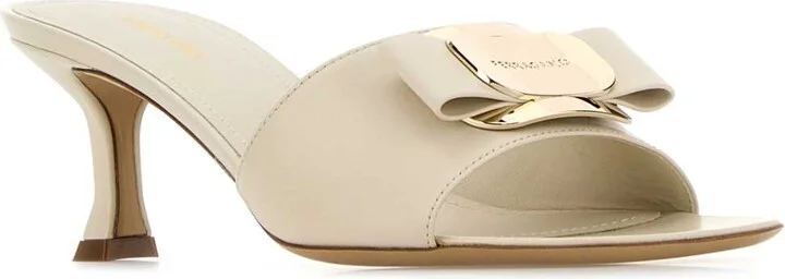 Ivory Leather Zelie Mules - Image 2