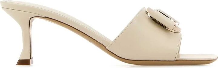 Ivory Leather Zelie Mules