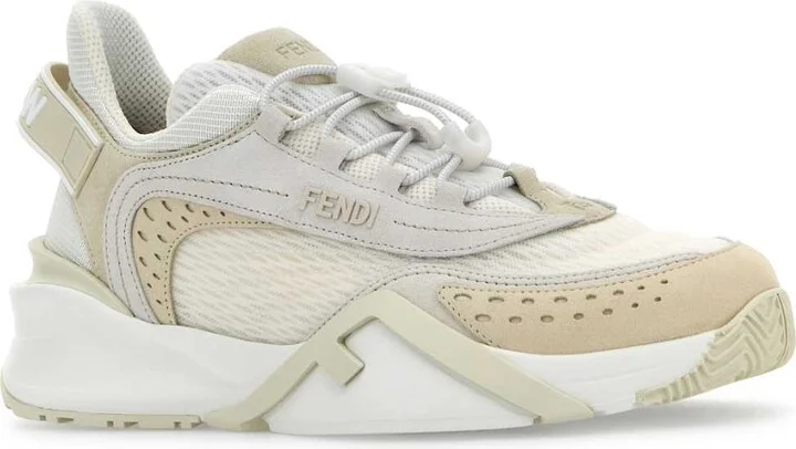 Ivory Mesh And Suede Fendi Flow Sneakers - Image 2