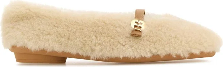 Ivory Shearling Noella Ballerinas
