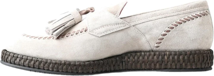 Ivory Suede Leather Men Espadrille Men's Shoes - Image 2