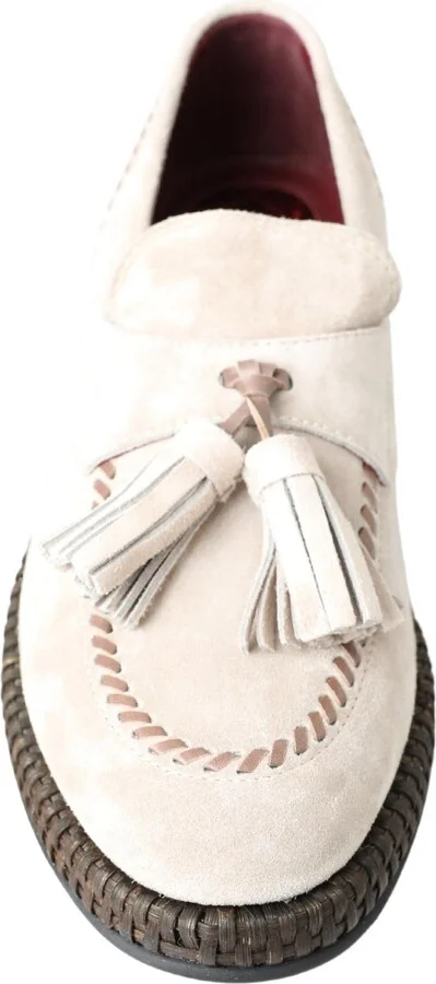 Ivory Suede Leather Men Espadrille Men's Shoes - Image 4