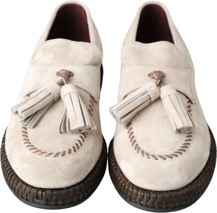 Ivory Suede Leather Men Espadrille Men's Shoes - Image 5