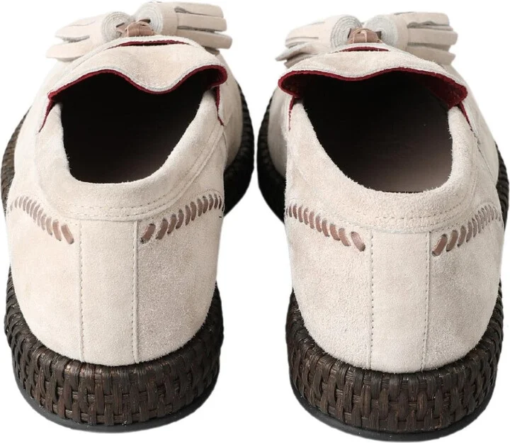 Ivory Suede Leather Men Espadrille Men's Shoes - Image 6