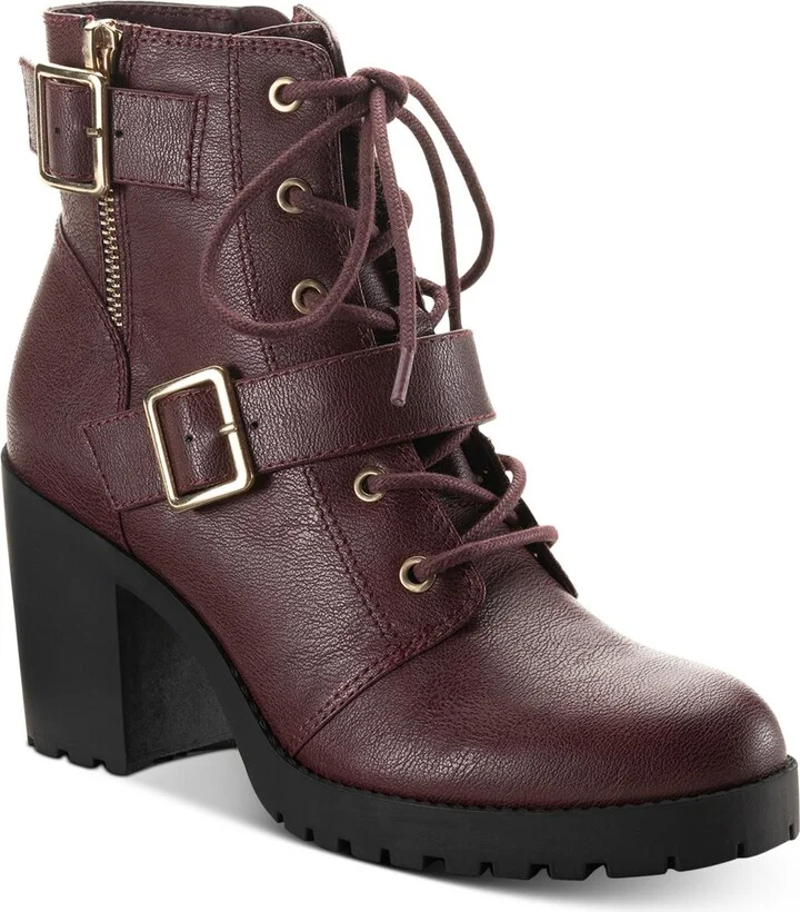 Ivvie Womens Faux Leather Lugged Sole Booties