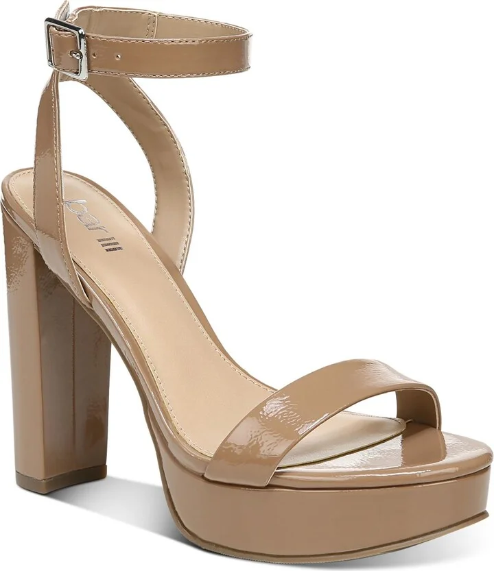Ivy Womens Patent Ankle Strap Platform Sandals