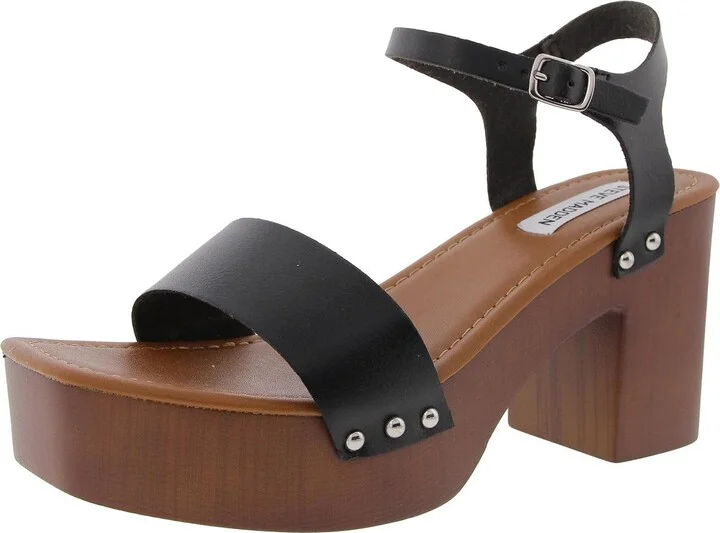 Ivy Womens Studded Faux Leather Platform Sandals