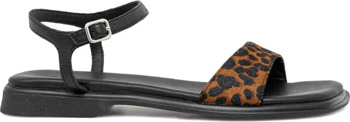 Izzy leather leopard-print sandals