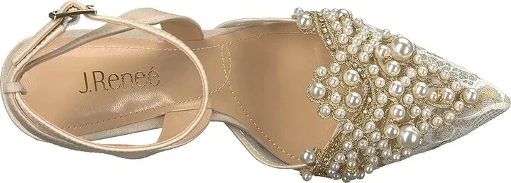 J. Renee Desdemona High Women's Heels Ivory/White Pearls : 5 M (B), Textile - Image 3