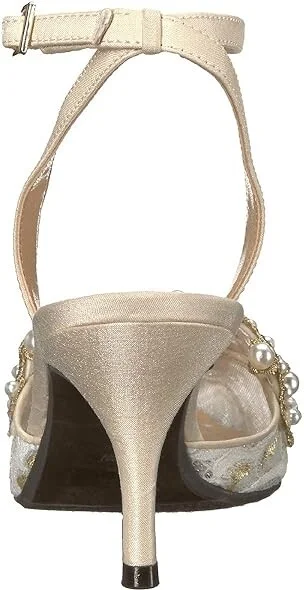 J. Renee Desdemona High Women's Heels Ivory/White Pearls : 5 M (B), Textile - Image 5