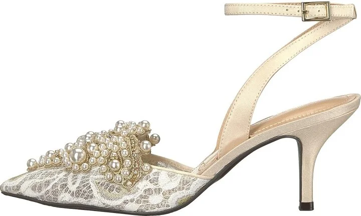 J. Renee Desdemona High Women's Heels Ivory/White Pearls : 5 M (B), Textile - Image 7