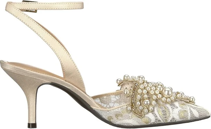J. Renee Desdemona High Women's Heels Ivory/White Pearls : 5 M (B), Textile - Image 8