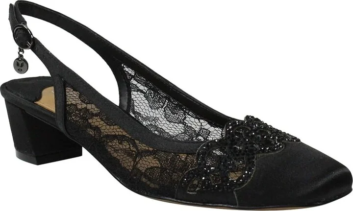 J. Renee Faleece Women's Shoes Black/Black Shiny Satin : 9 N (AA), Textile - Image 2