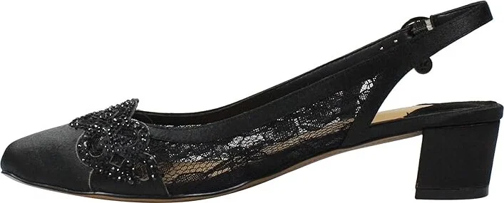 J. Renee Faleece Women's Shoes Black/Black Shiny Satin : 9 N (AA), Textile - Image 6