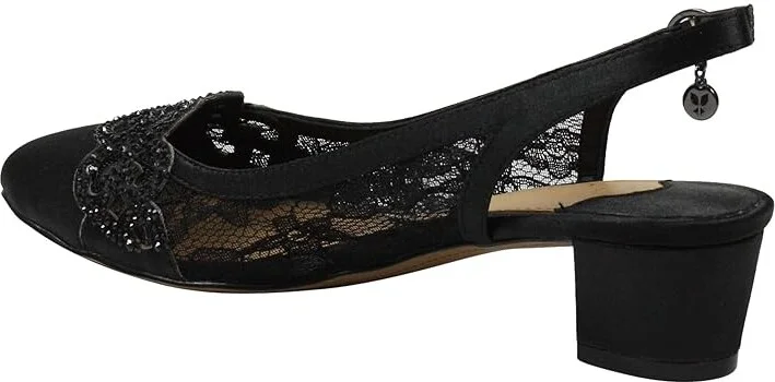 J. Renee Faleece Women's Shoes Black/Black Shiny Satin : 9 N (AA), Textile