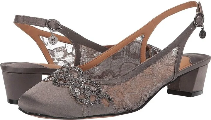 J. Renee Faleece Women's Shoes Dark Grey Satin : 8 N (AA), Textile