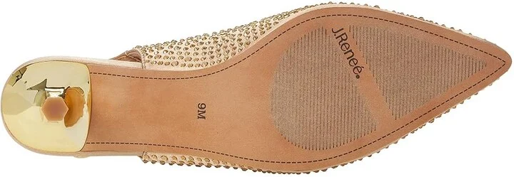 J. Renee Ferryanne Women's Shoes Beige Satin/Rhinestone : 5 M (B), Textile - Image 3