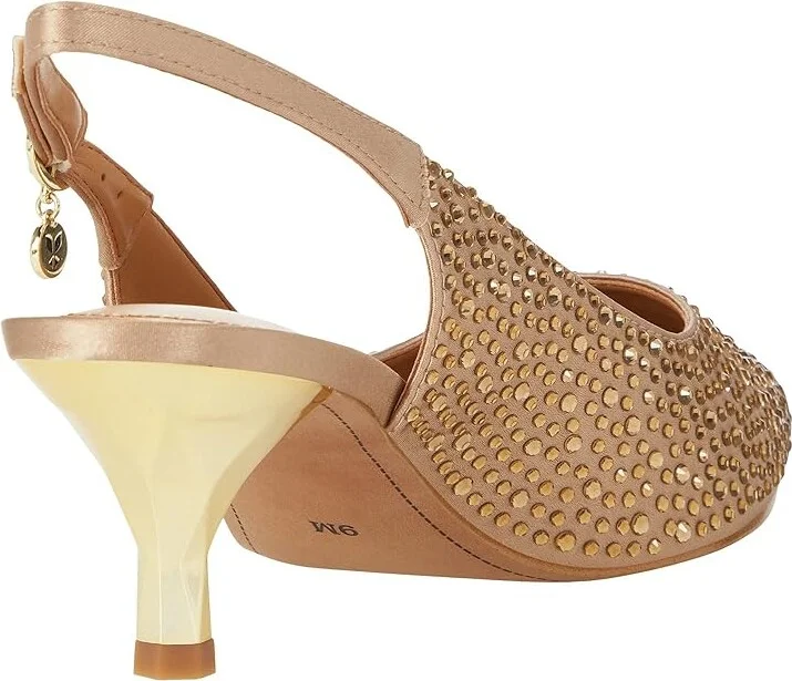 J. Renee Ferryanne Women's Shoes Beige Satin/Rhinestone : 5 M (B), Textile - Image 4