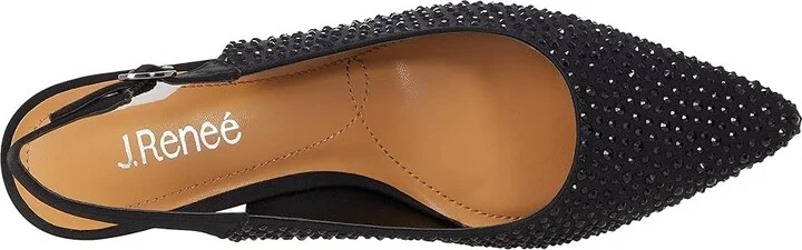J. Renee Ferryanne Women's Shoes Black Satin/Rhinestone : 5 M (B), Textile - Image 2