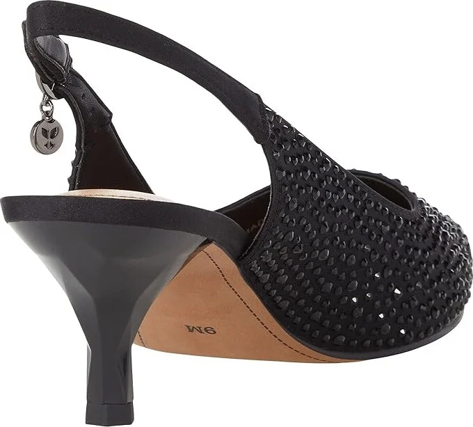 J. Renee Ferryanne Women's Shoes Black Satin/Rhinestone : 5 M (B), Textile - Image 4