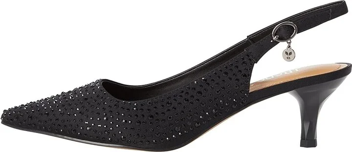 J. Renee Ferryanne Women's Shoes Black Satin/Rhinestone : 5 M (B), Textile - Image 6
