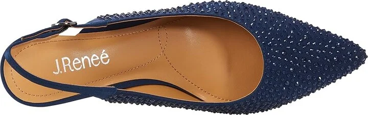 J. Renee Ferryanne Women's Shoes Navy Satin/Rhinestone : 5 M (B), Textile - Image 2