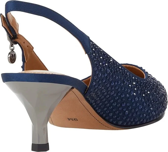 J. Renee Ferryanne Women's Shoes Navy Satin/Rhinestone : 5 M (B), Textile - Image 4